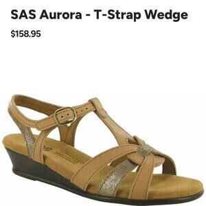 SAS Aurora T-Strap Wedges in size 7N NWOT comfy, gorpcore, granola, walking